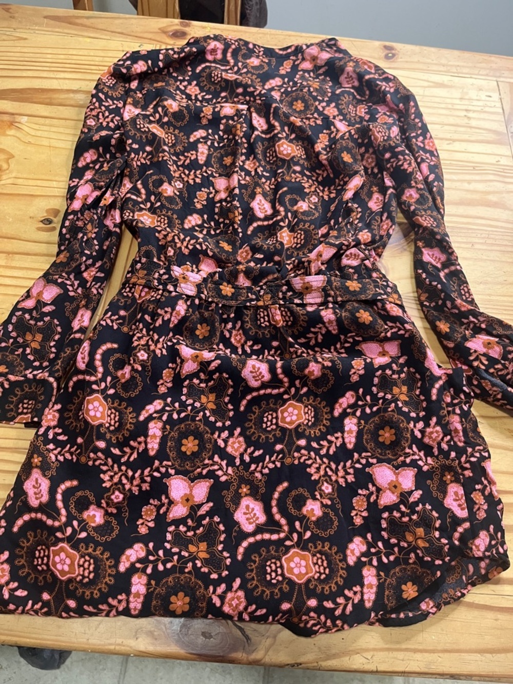 A.L.C Silk Mini Dress Black with Pink & Brown Floral Print - Picture 10 of 10
